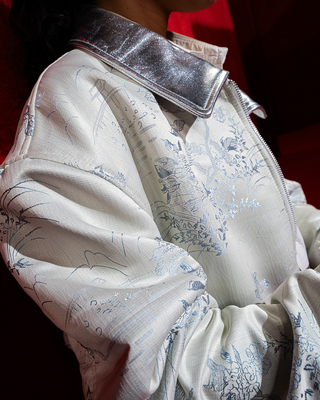 ‘Vanguard’ Printed Jacquard and Leather Trimmed Jacket