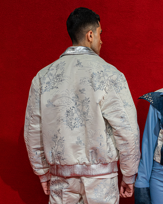 ‘Vanguard’ Printed Jacquard and Leather Trimmed Jacket