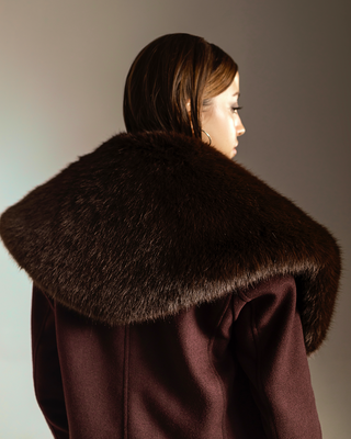 Burgundy Majesty Coat with Faux Fur Trim