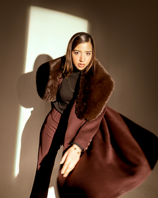 Burgundy Majesty Coat with Faux Fur Trim