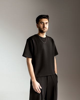 Heavy Interlock Cotton T-Shirt (Black)