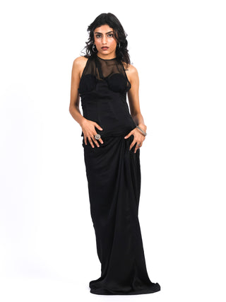 Black Full Length Silk Skirt