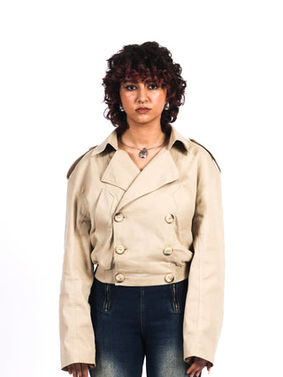 Sand Cotton Twill Short Jacket