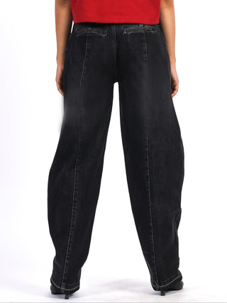 Washed Grey Straight-Leg Jeans – Women