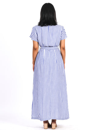 Blue & White Stripe Long Dress