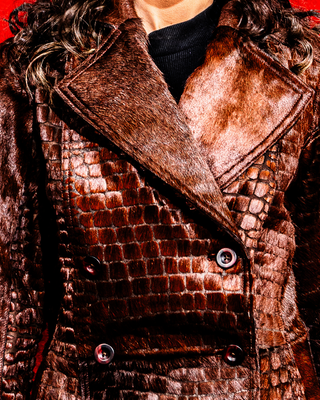 Crocodile Engraved Leather Coat