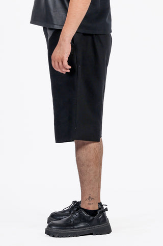 Sculptor's Leather Panelled Denim Shorts