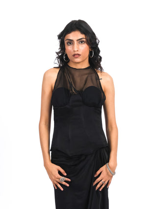Black Full Length Silk Skirt
