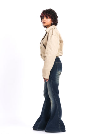Sand Cotton Twill Short Jacket