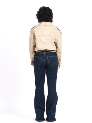 Stretch Zip-Waist Bootcut Jeans – Washed Blue