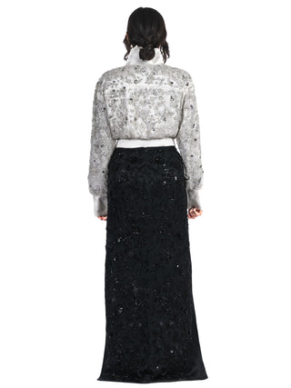 Black Hand-Embroidered Pearl Skirt
