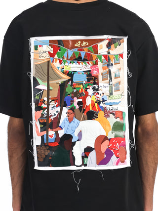 Delhi Gate Patchwork T-Shirt – Black