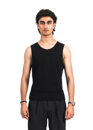 AZ Signature Black Ribbed Tank Top