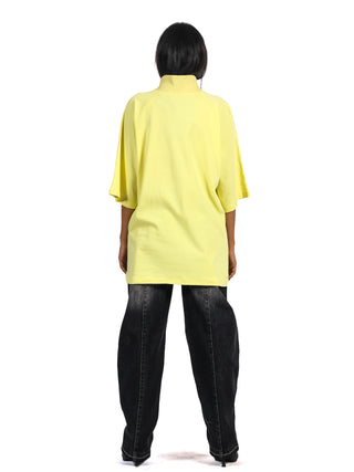 Oversized Ribbed Collar Tee – Yellow
