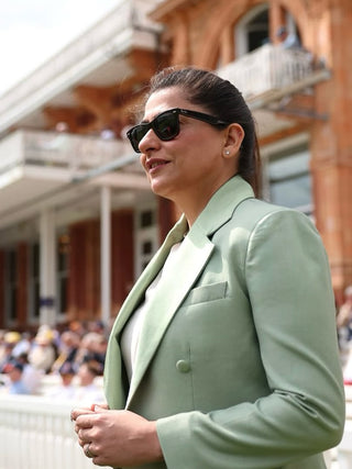 Mint Green Double Breasted Blazer with Silk Lapel