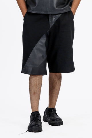 Sculptor's Leather Panelled Denim Shorts